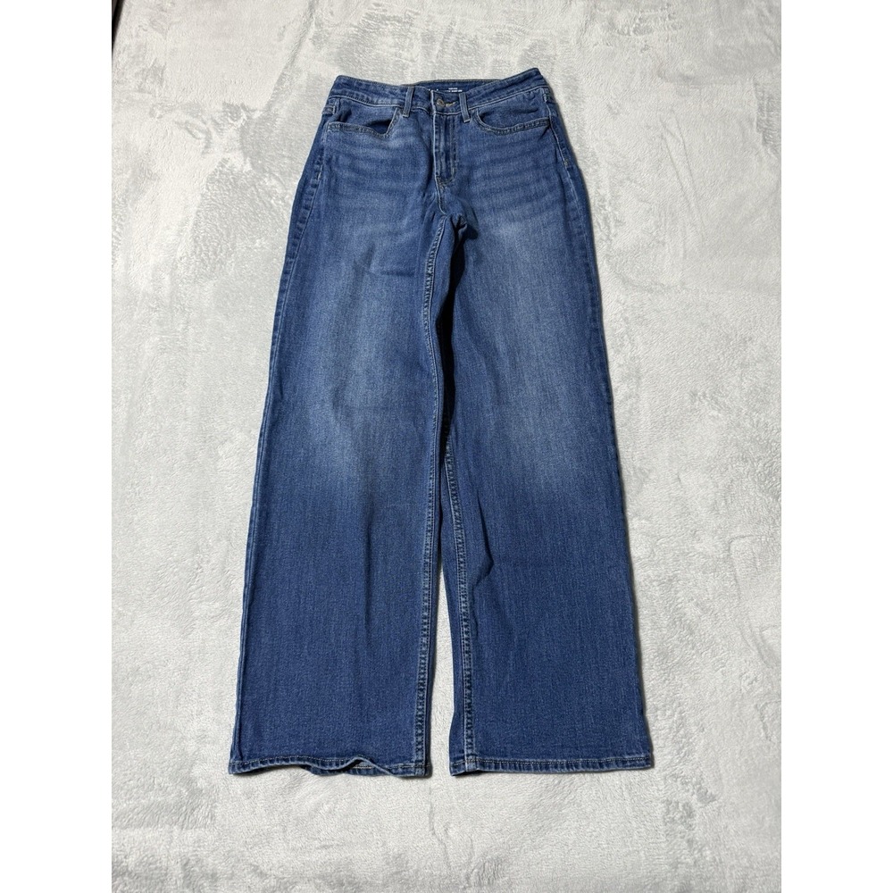 Old Navy Jeans Womens 4 Blue Medium Wash High Rise WOW Wide Leg‎ 25x29